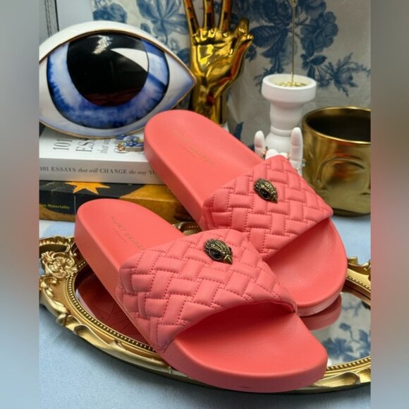 🆕 KURT GEIGER LONDON 🧿 NWOT Meena Eagle Quilted Slide, Salmon - Sz 42 US 11 - Picture 6 of 12